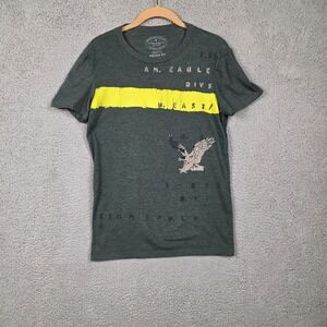 American Eagle Outfitters Shirt Mens XS Green Athletic Fit Logo Graphic Tee